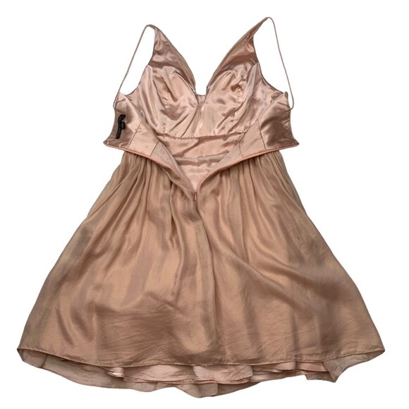 Aidan Mattox V-Neck Dress 4 Champagne Pink Mini Silk - Picture 6 of 12